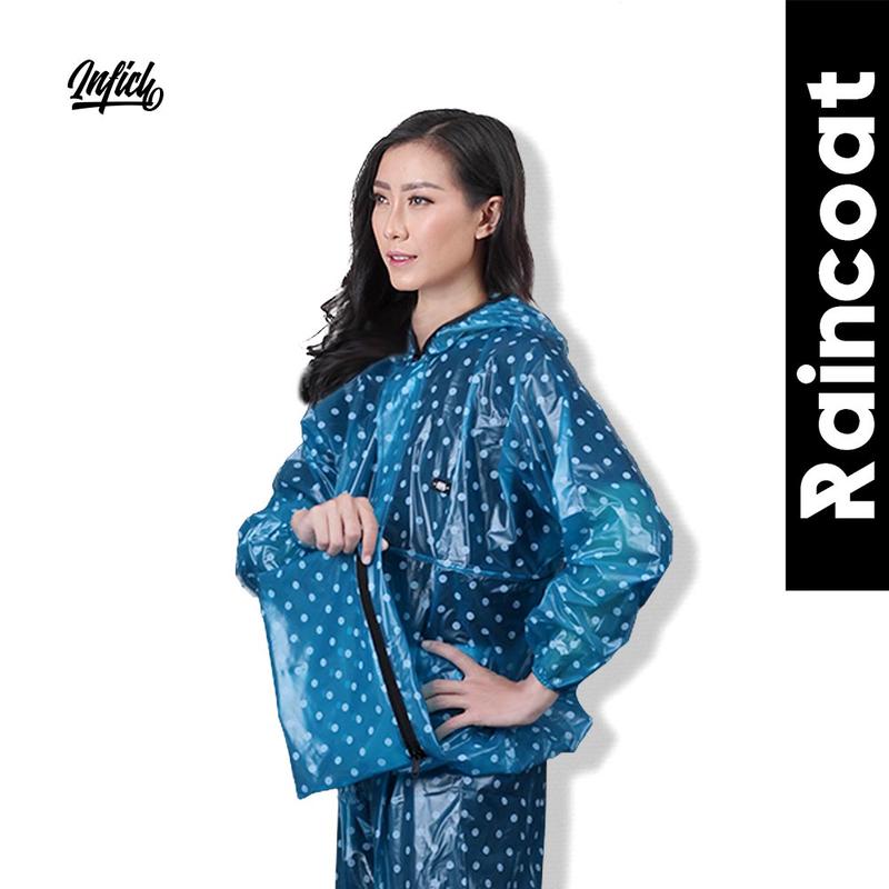 Jas Hujan Wanita Cewek Perempuan Setelan Motif Polkadot Original CL 168 IFS 1 0