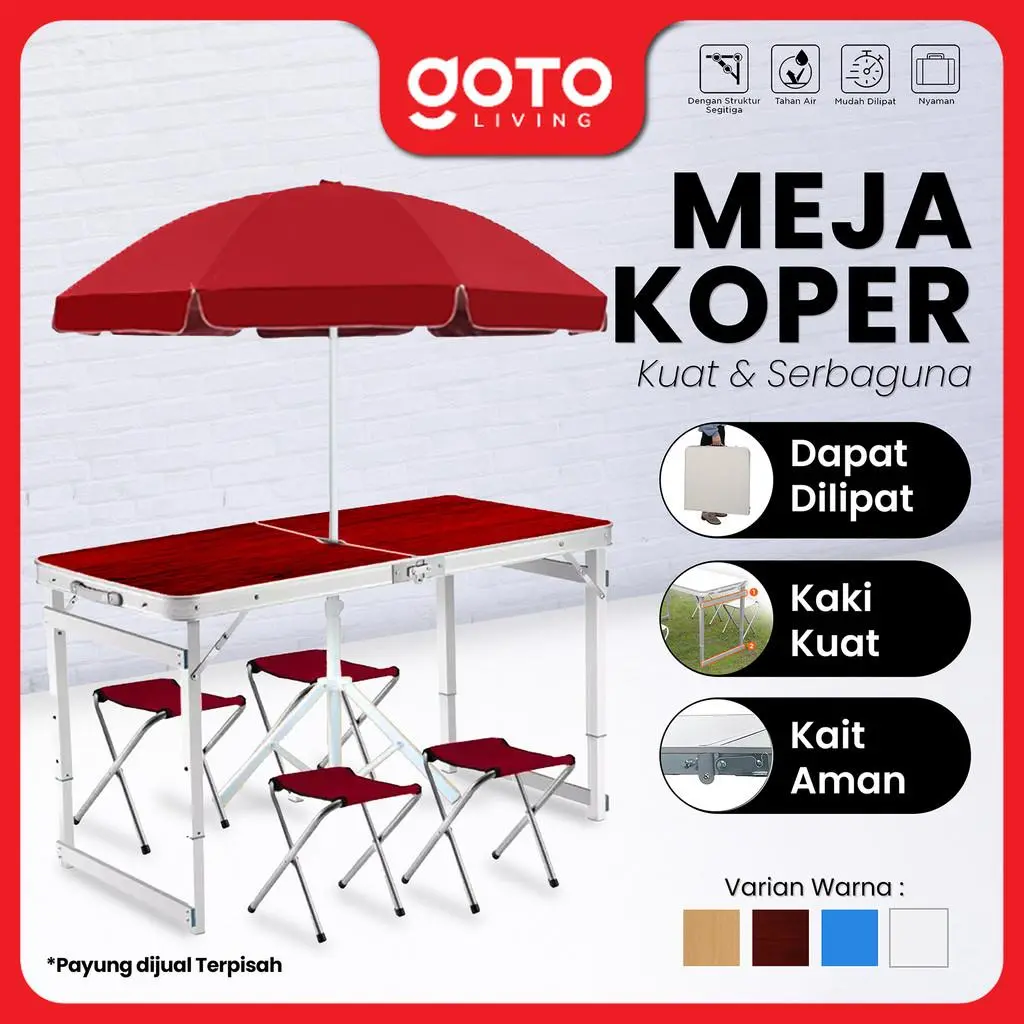 (Promo Special) Goto [COD] Flipper Meja Jualan Lipat Set 2 Kursi Portable Serbaguna Tahan Beban