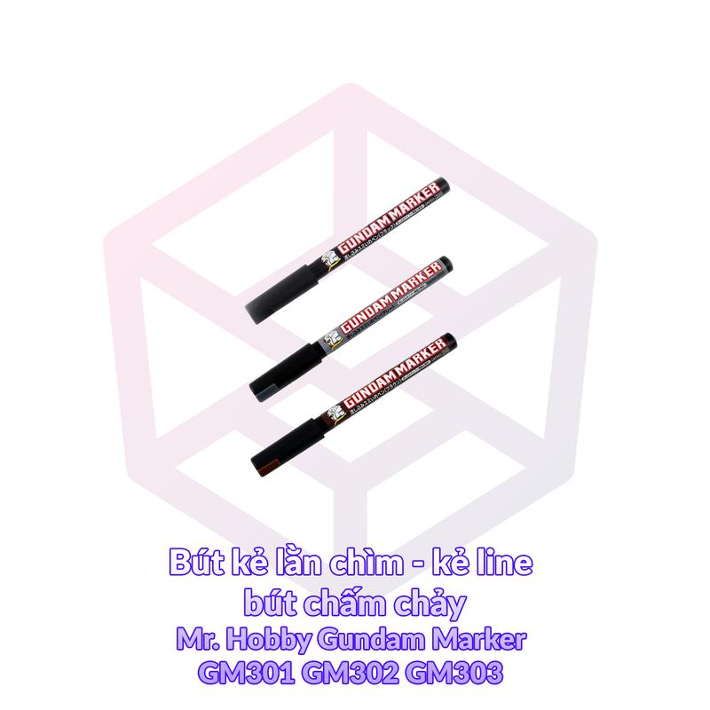  Bút kẻ lằn chìm kẻ line bút chấm chảy Mr. Hobby Gundam Marker GM301 GM302 GM303 - Bút  TAM  