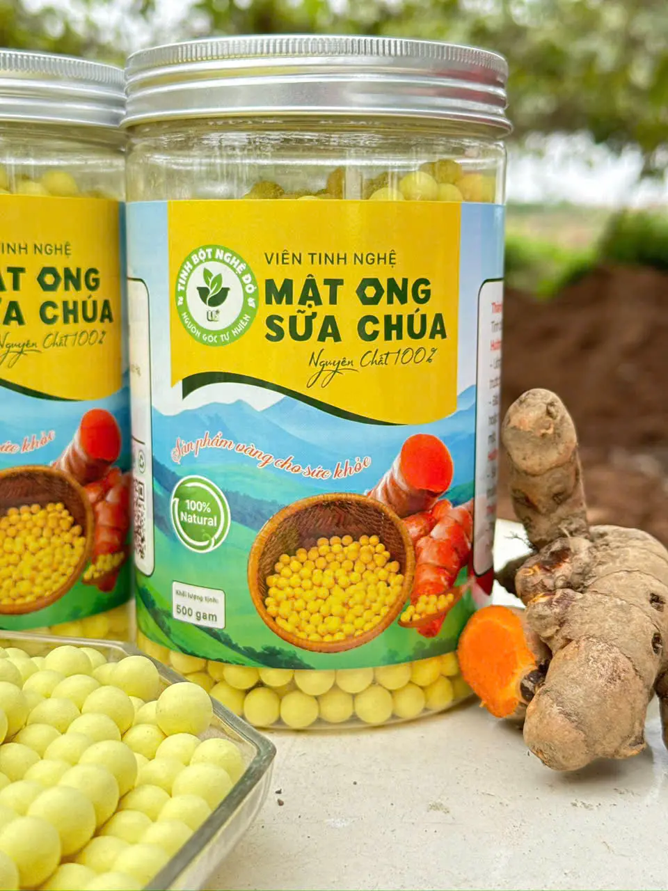 Viên Tinh Nghệ Đỏ Mật Ong Sữa Chúa | Viên Tinh Nghệ Nếp Đỏ Mật Ong Sữa Chúa (Lọ 500g)