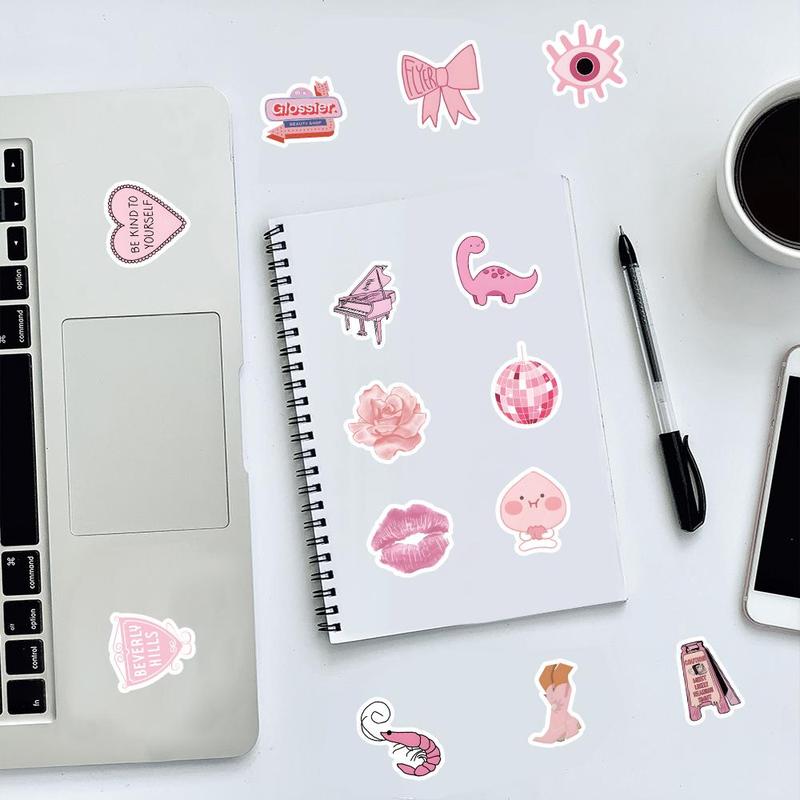 100pcs Pink Cute and Warm Style Sticker Packs for Phone Skateboard Motorcycles Laptop Luggage Bike Notebook Decoration Water Cup Guitar Notebook Book Creative Diy 6