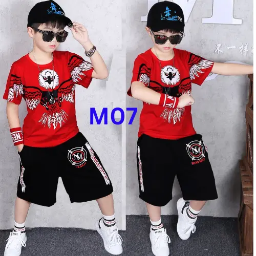 { 12-50kg }.Set Bộ Mã M07. M08 Hình Đại Bàng cho Bé Trai, chất Liệu cotton co giãn 4 chiều mềm mịn, thoáng mát thấm hút mồ hôi tốt, màu sắc đỏ và đen. 2