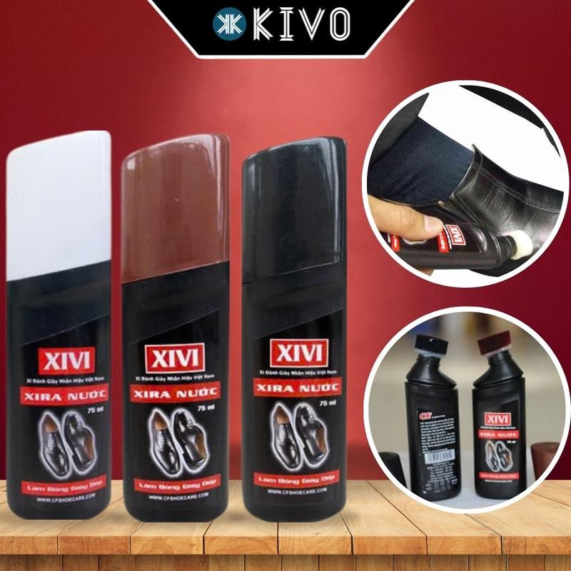  Xi Đánh Giày Đen Nâu Trắng Dạng Nước XIVI 75ml - Si Đánh Giầy Bằng Mút Bôi Xi - Vệ Sinh Giày Kivo 
