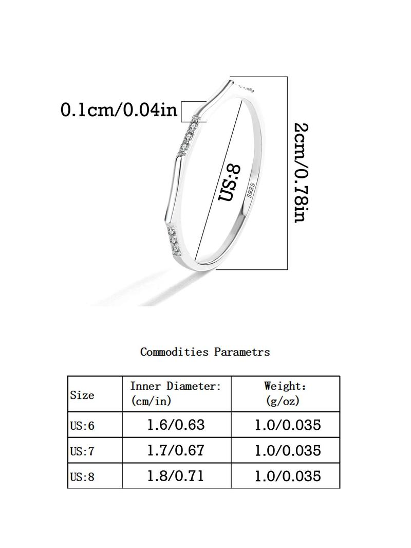 Product Introduction of S925 Sterling Silver Fashionable Rhinestone Decorated Ring, Elegant Jewelry for Women for Party, Daily Clothing Decor, Trendy All-match & Exquisite Jewelry for Birthday Gift 2