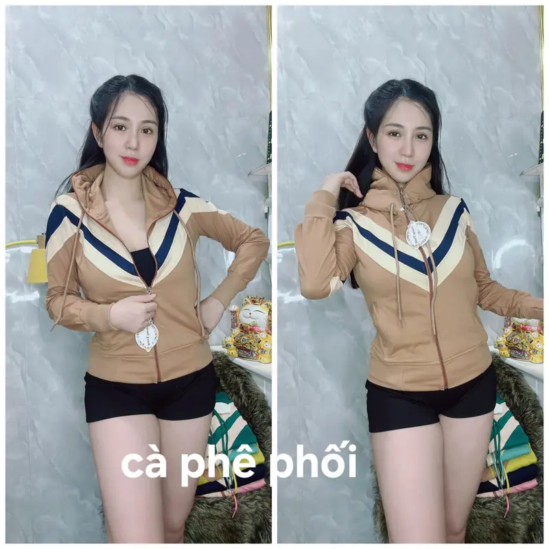 ÁO 5 TÚI SIÊU TO PHỐI 3 MÀU ,  phom 60/70 kg Nón TO THUN COTOON mịn mát mã VV Cotton Nữ Women Jacket Top Hoodie 5