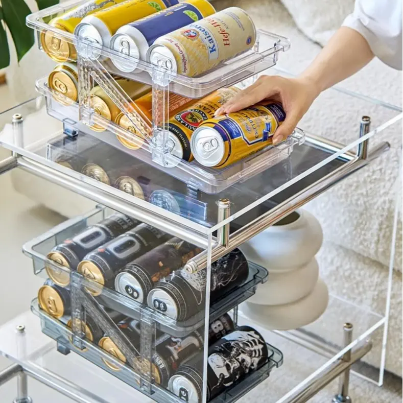 Khay Hộp Đựng Bia,  Nước Ngọt Trong Tủ Lạnh, Trên Bàn 2 Tầng Điều Chỉnh Được Bề Ngang Voi Vuông 6