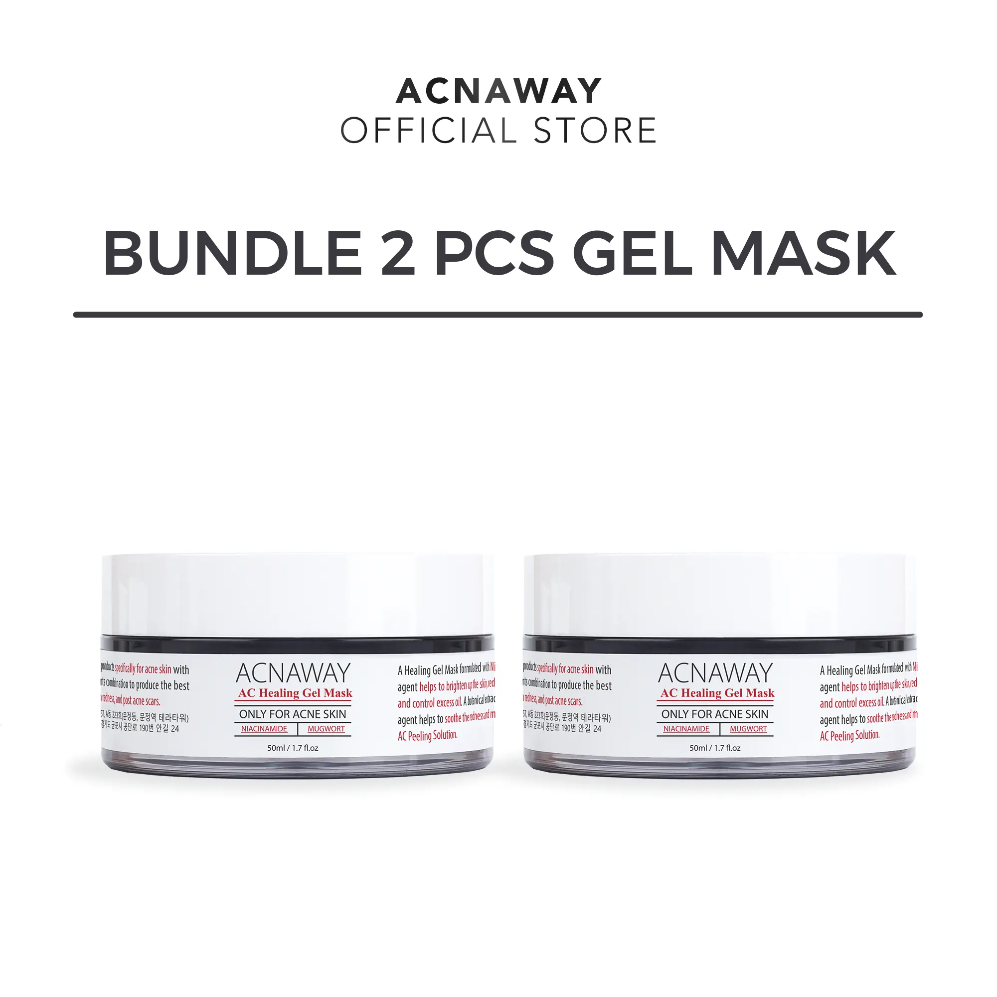 ACNAWAY Bundle 2 Pcs Mugwort Gel Mask – Masker Wajah Soothing untuk Kulit Sensitif & Acne Prone with Peptides + Bakuchiol + Mugwort