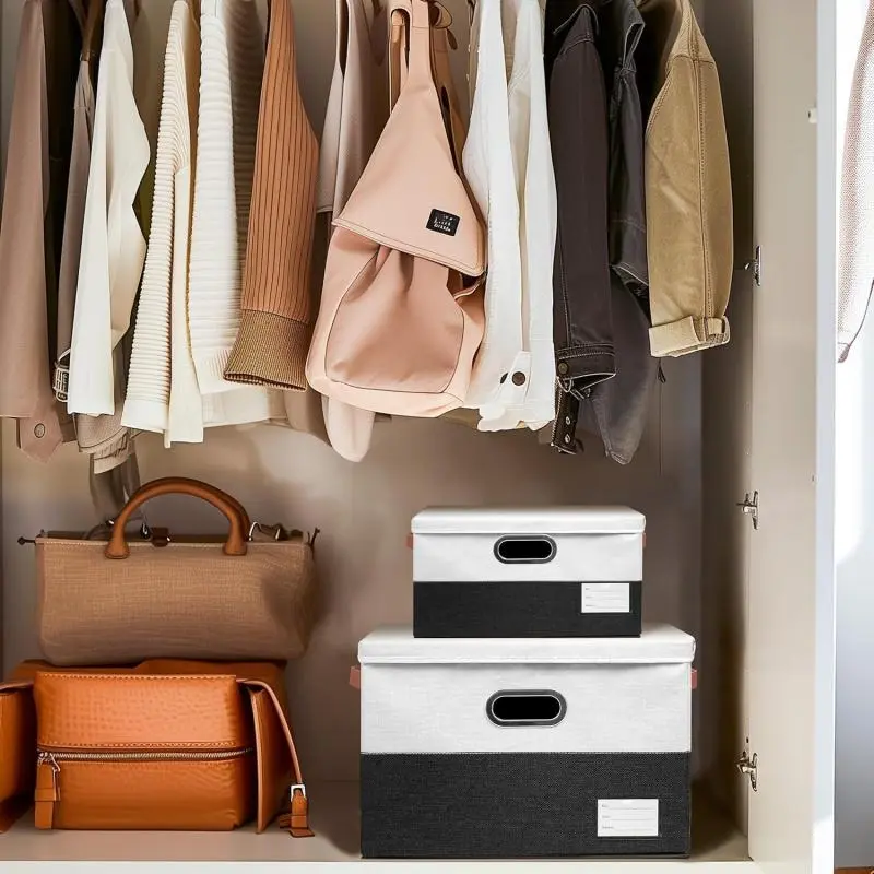 Foldable Storage Box with Lid, 2 Counts Multi-functional Clothes Storage Box with Handle, Home Organizer for Closet, Living Room and Bedroom 5