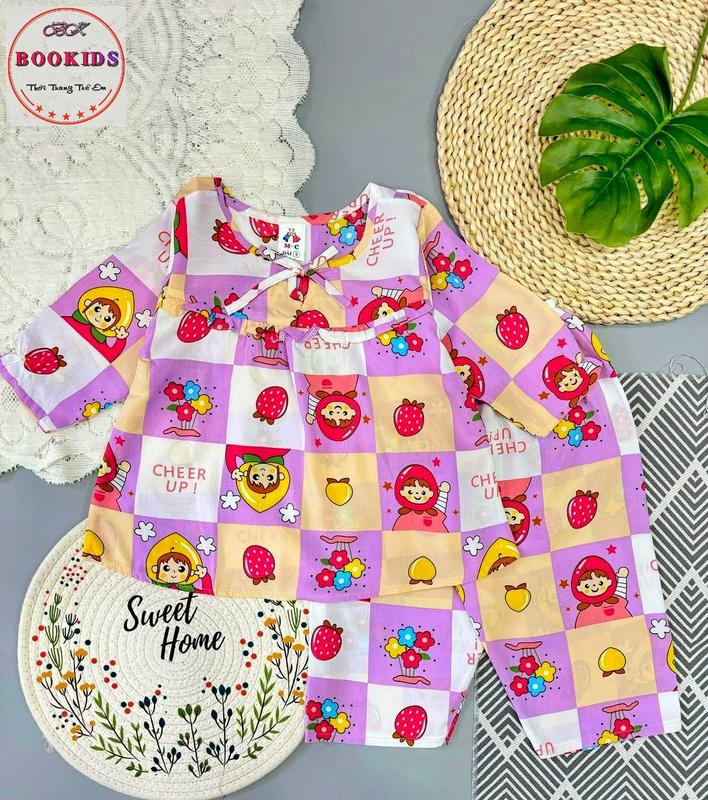 COMBO 5 BỘ-3 BỘ Đồ Bộ TAY DÀI QUẦN DÀI BÉ GÁI Chất Vải Tole Lanh 2 Da Loại 1 Mềm Mịn Mát Size Từ 5-50kg set đồ bé gái