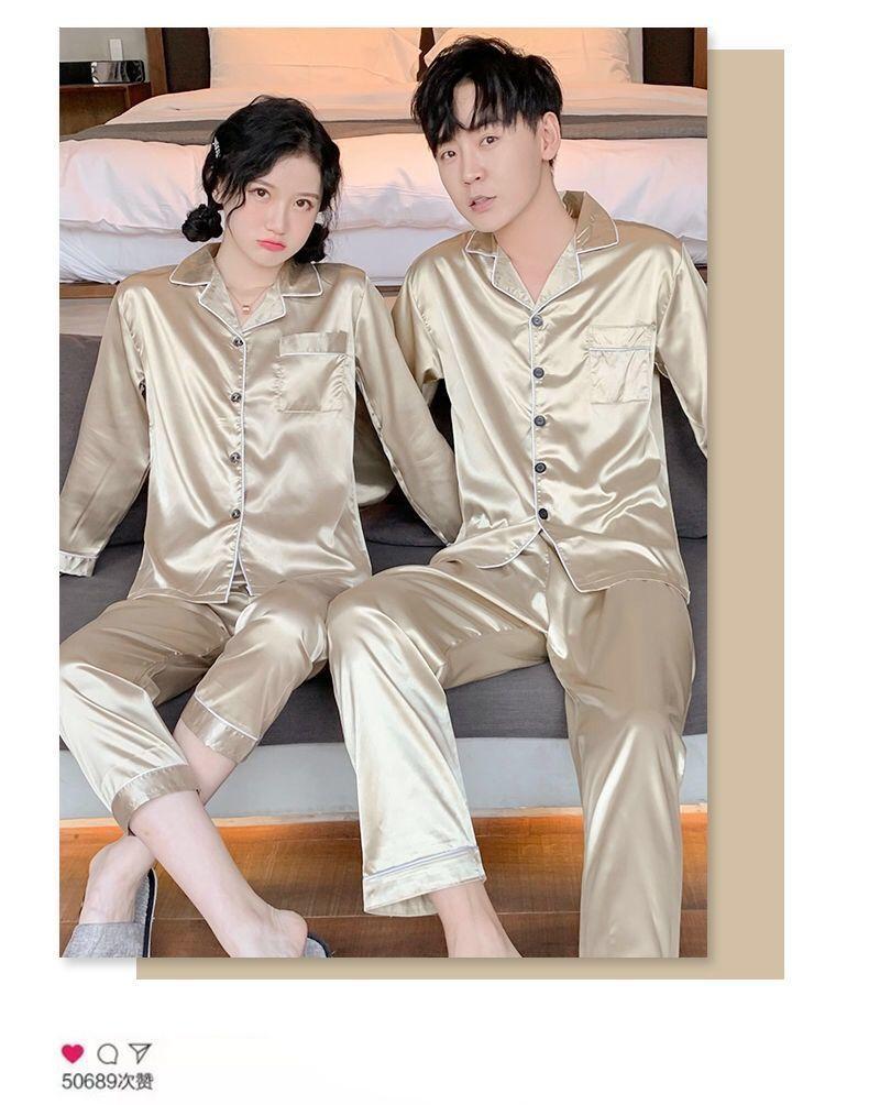 Product Introduction of Bộ Đồ Ngủ Nam, Chất Liệu Lụa Lạnh, Quần Dài Tay Mùa Xuân Và Mùa Thu, Mỏng Và Rộng Rãi, Ngoại Cỡ, Thích Hợp Mặc Nhà, Bộ Đồ Hai Mảnh Mùa Hè 15
