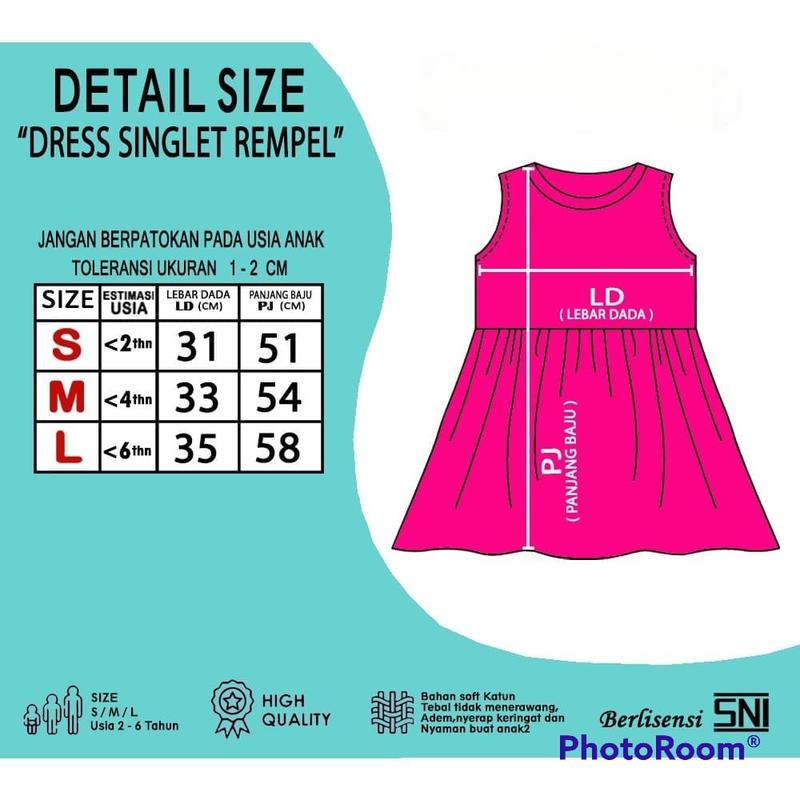 Product Introduction of DRESS SINGLET REMPEL ANAK USIA 1 - 4 TAHUN Cewek Katun Perempuan Lengan Anak-Anak Cotton 0