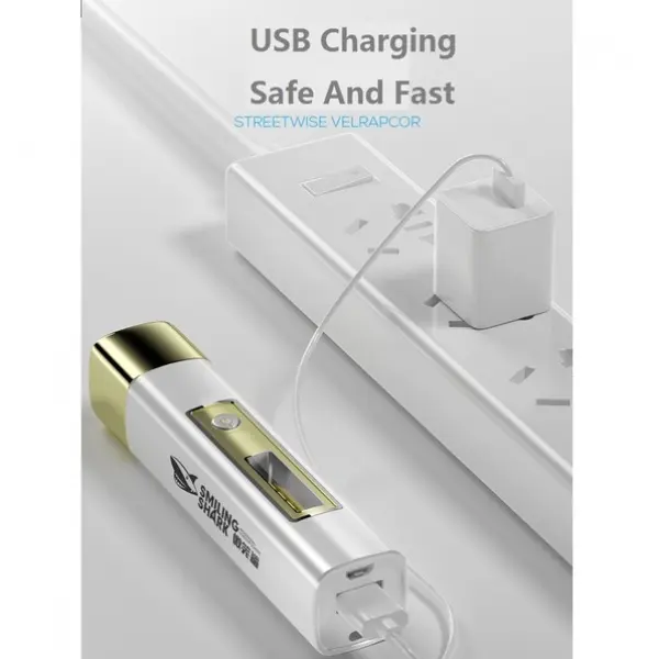 Đèn Pin Cầm Tay SmilingShark, Đèn Pin Mini, Đèn Pin Bỏ Túi Cầm Tay Đèn Pin Có Thể Sạc Lại USB, Chống Thấm Nước, Đèn LED COB, 2 Trong Một, Cắm Trại Ngoài Trời, Đi Bộ Đường Dài, Thích Hợp Cho Học Sinh Lớn Tuổi, Làm Bằng ABS, Số Thiết Kế 867A 7