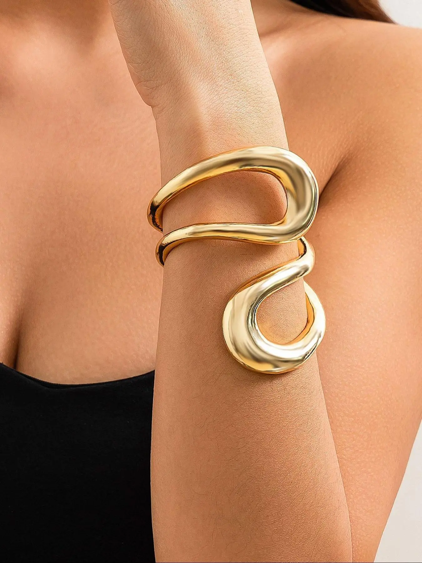 Women's Minimalist Temperament Geometric Design Cuff Bangle, Gifts for Her, All-match Jewelry for Women for Party, Daily Clothing Decor, Exquisite Jewelry for Birthday Gift, Valentine's Day Gift