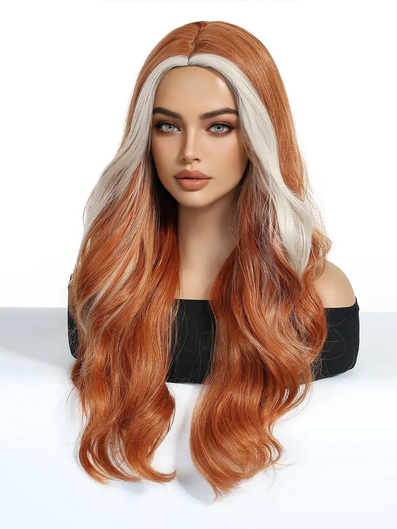Product Introduction of 24 Inch Long Curly Wigs for Women, Gorgeous Fluffy Wigs with Blunt Bangs, Synthetic Full Machine Wigs for Party, Daily Use 2