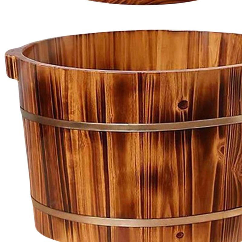 Product Introduction of Wood Footbath Basin Footbathing Multipurpose Foot Soak Barrel Covered Wooden Foot Bath for Travel Home Use Sauna Outdoor Bedroom 1