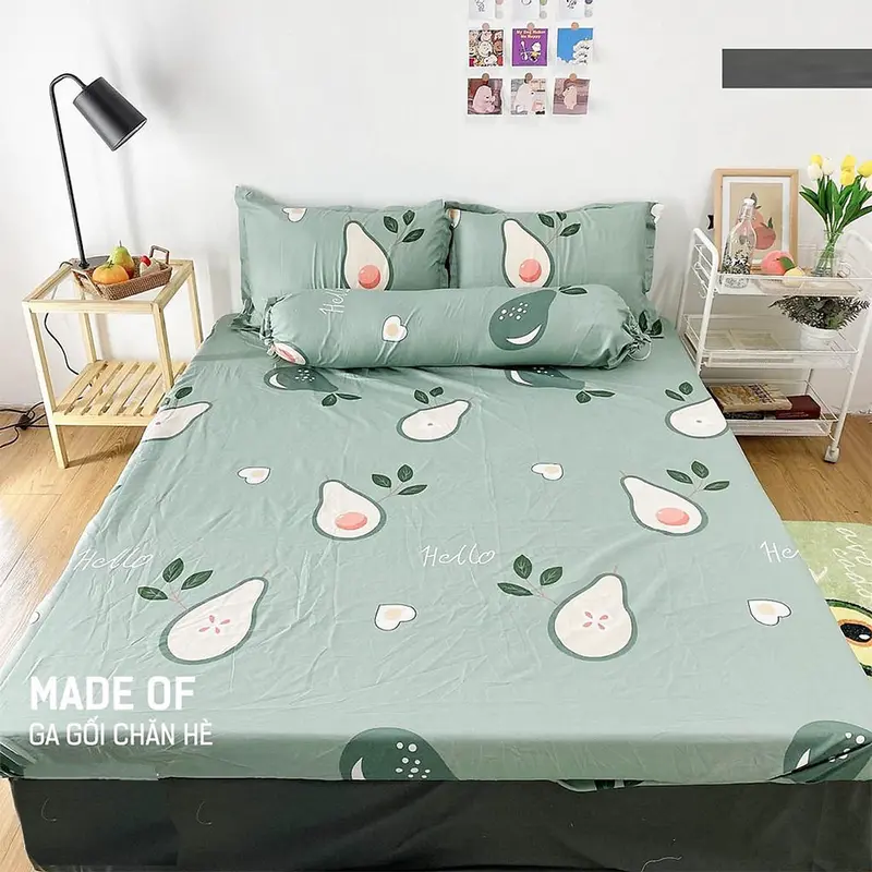 Bộ Ga Gối ( 1 ga kèm 2 vỏ gối nằm ) nhiều Mẫu, Ga bo chun đầy đủ kích thước 4