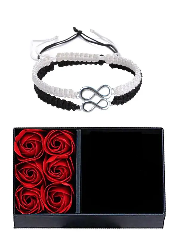 Couple Adjustable Braid Bracelet Perfect, Hot Fashion Jewelry for Party, Daily Clothing Decor, Trendy All-match & Exquisite Jewelry with Box, Valentine's Day, Gift 0