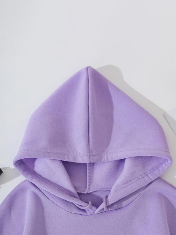 Women's Butterfly & Letter Print Drop Shoulder Hoodie, Fashion Casual Drawstring Pocket Hooded Sweatshirt for Daily Holiday Outdoor Wear, Ladies Clothes for Fall & Winter 2
