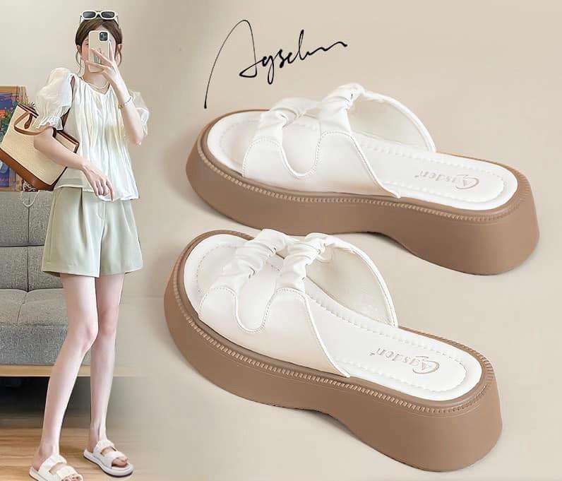 Dép quai ngang nữ độn đế 3-4p bèo nhún siêu xinh DéP Shoes