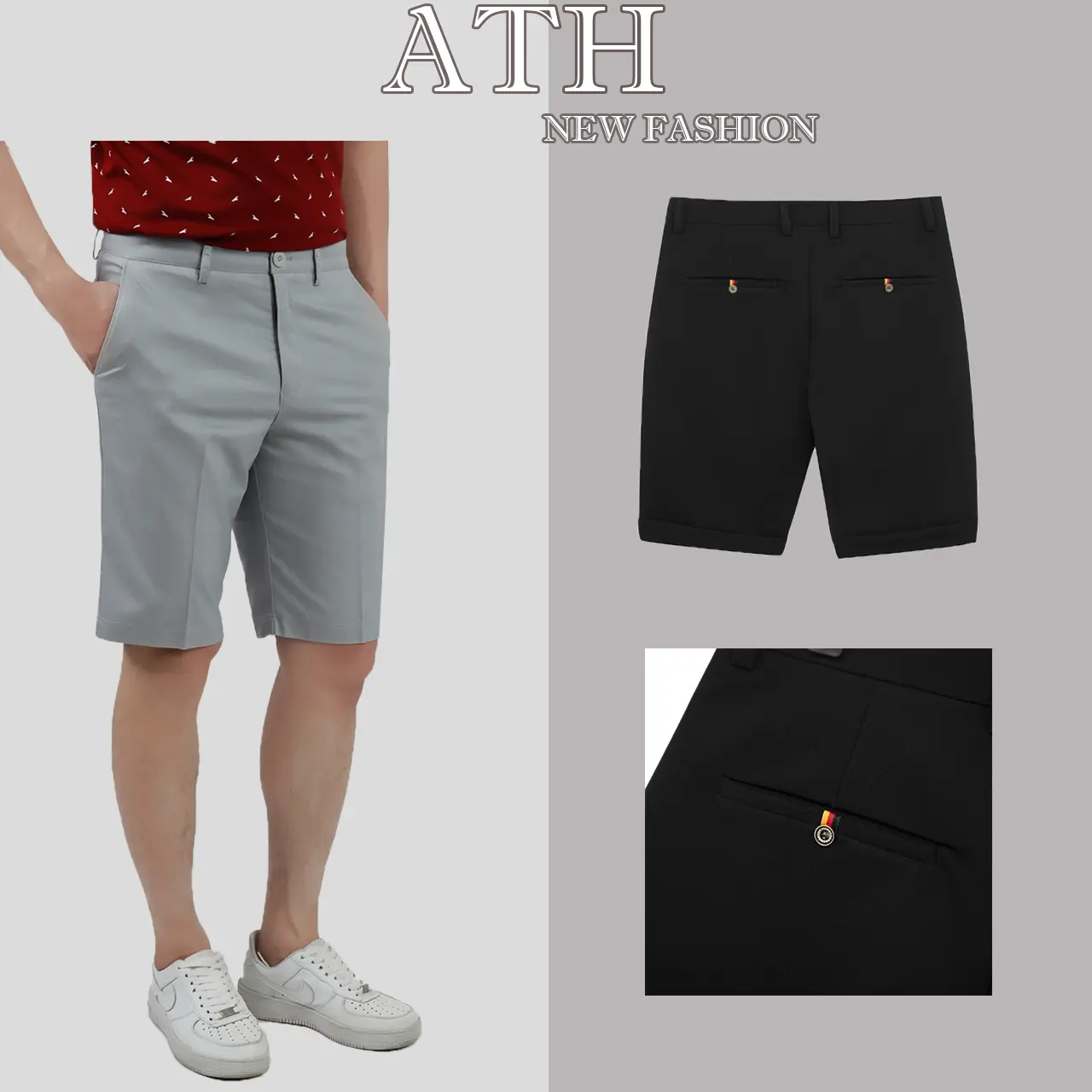 Quần short nam tây âu từ ATH thời trang nam Cotton co giãn 4 chiều kiểu dáng ôm gọn. Quần short trẻ trung thoáng mát.