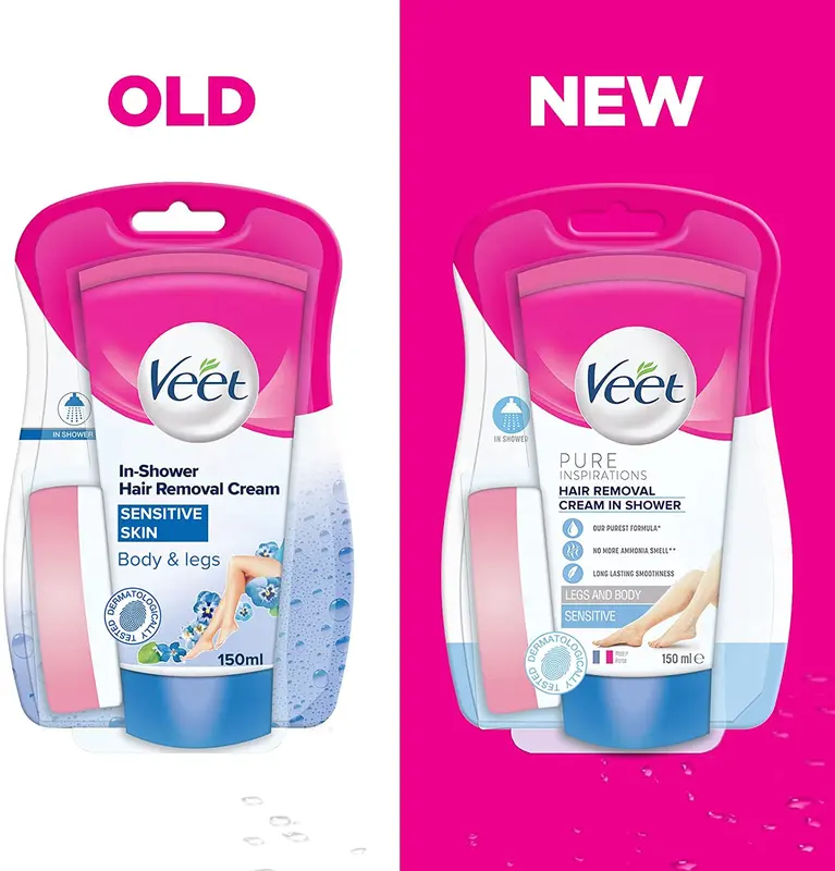 2 x Veet In Shower Hair Removal Cream for Sensitive Skin, 150 ml 2