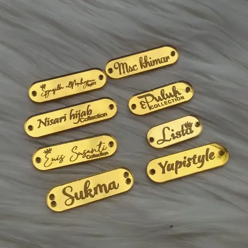 (30pcs) LABEL AKRILIK UK 1x3cm / REBRANDING / LOGO JILBAB