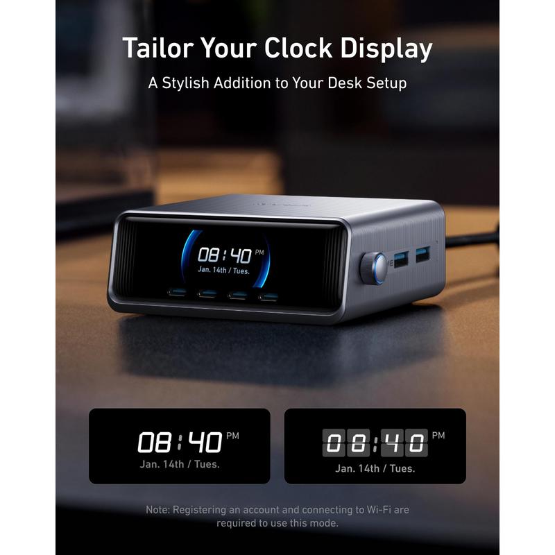 Anker Prime Charger, 250W 6-Port GaN Charging Station Fast Charging USB C Charger Adapter Desktop Multi Plug A2345 5