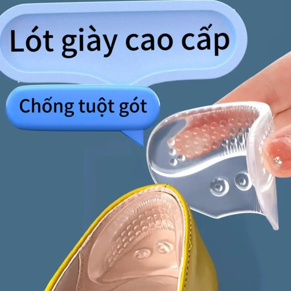 Lót giày cao su non Gel chống trầy xước gót. Miếng lót giày chống rộng nhấc gót nam_nữ Silicon