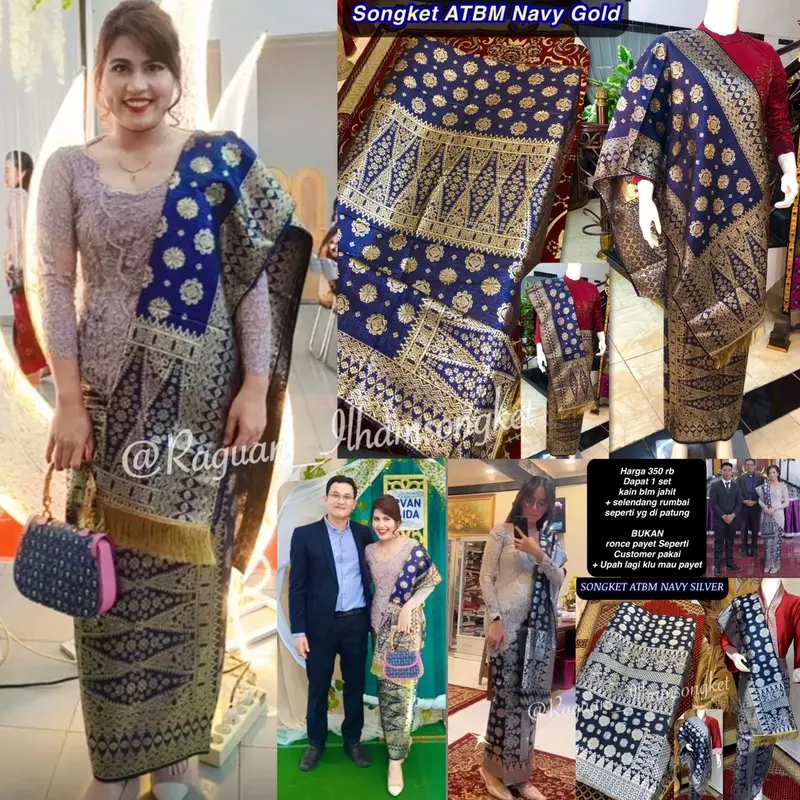 Songket Murah Biru Cantik Manis /Songket Atbm/ songket Tenun Mesin palembang Murah /ilham songket palembang 0