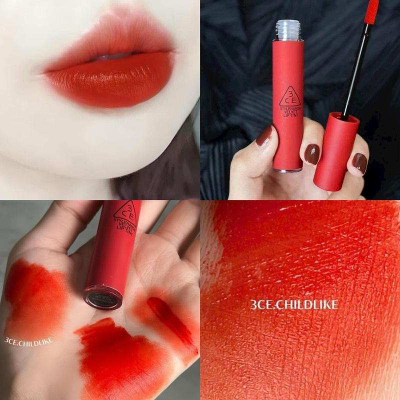 Son Kem 3CE Velvet Liptint Child Like Đỏ Cam Nghiêng Ánh Cam Tươi - Mỹ Phẩm - Cosmetic