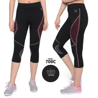 Alycia Ols - Setelan Baju Senam / Celana Legging 7/8 Olahraga / Atasan Kaos Tile Renda Olahraga / Senam Wanita Import 5