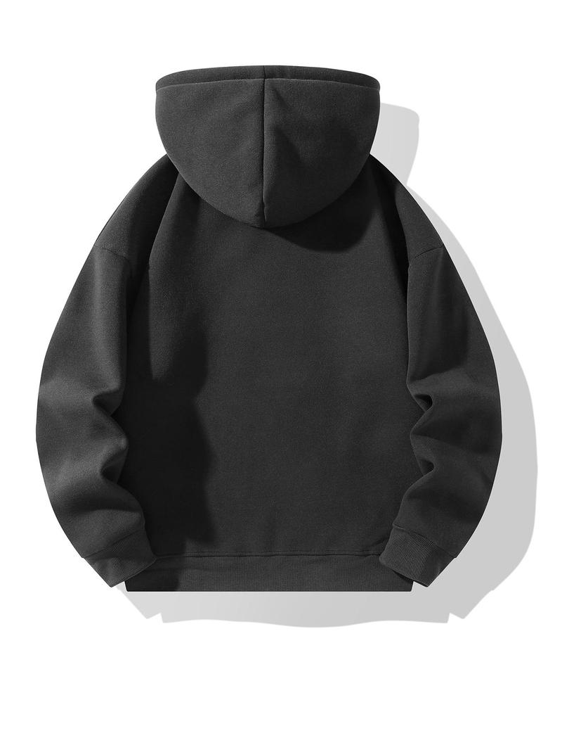 Product Introduction of Men's Solid Zip Up Hoodie, Casual Loose Long Sleeve Hooded Sweatshirt for Daily Wear, Men's Clothes for All Seasons, Hoodies for Men 2