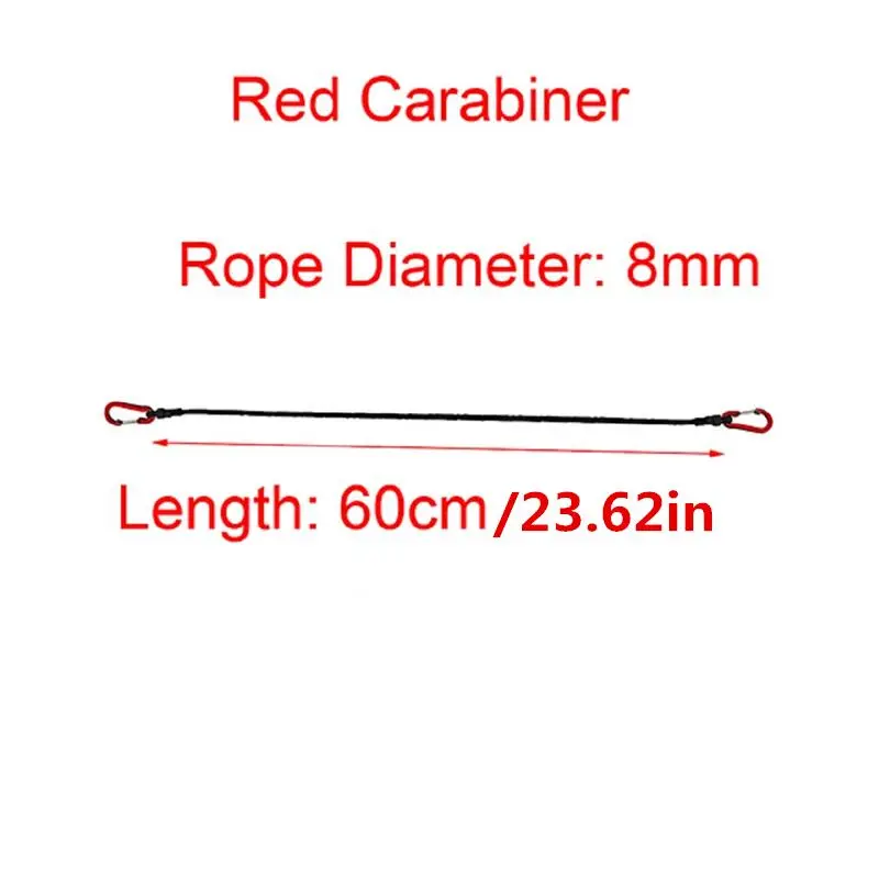 60cm Elastic Rope with Carabiner Hook, Heavy Duty Bungee Cord, Elastic Tie Strap String, Kayak Cycling Luggage Packing Rope, Camping Accessories 1