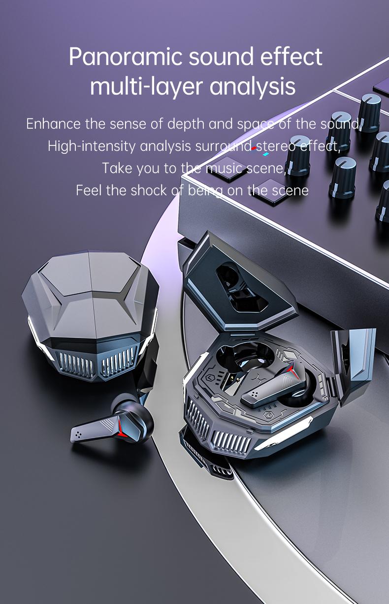 Product Introduction of Tai nghe bluetooth Gaming DX26 của có thiết kế hầm hố kèm nhiều công nghệ ENC,chồng ồn, chống nước 13