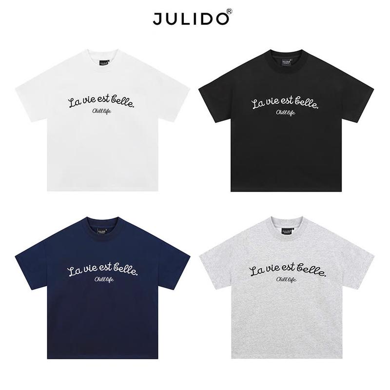 Combo 2 Áo Thun (Form Rộng) Unisex Nam Nữ JULIDO,chất liệu cotton họa tiết thêu,form rộng ngang chất liệu cotton