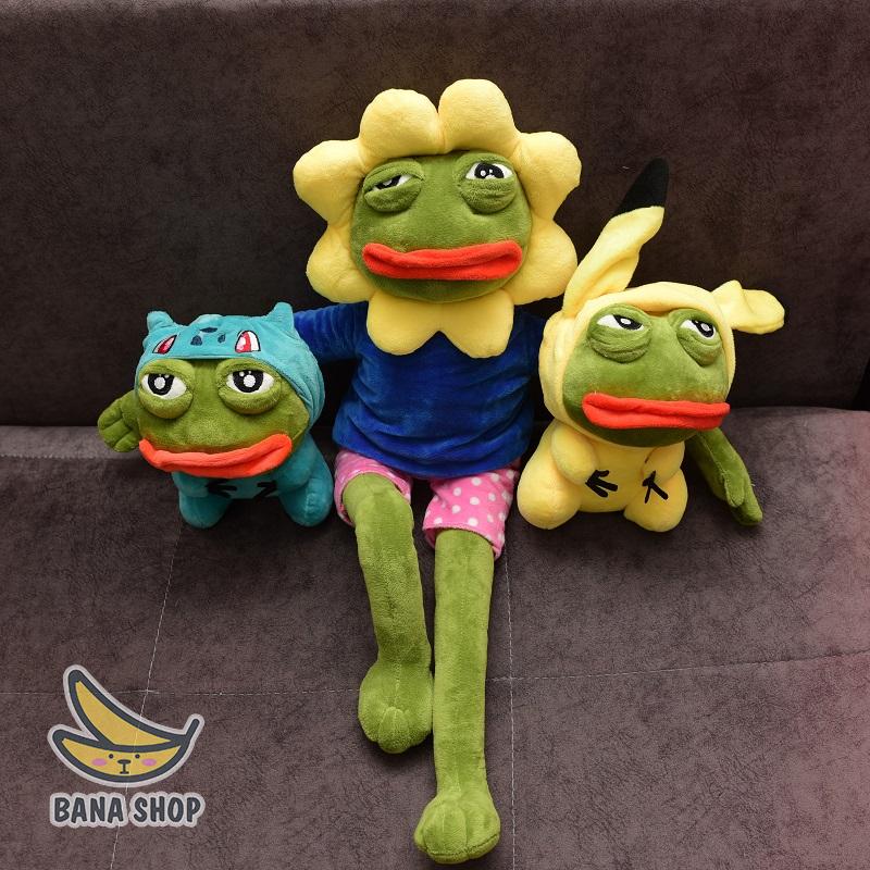 Gấu bông ếch xanh Pepe sad frog 50cm 75cm đội hoa hướng dương siêu bựa dành cho vozer
