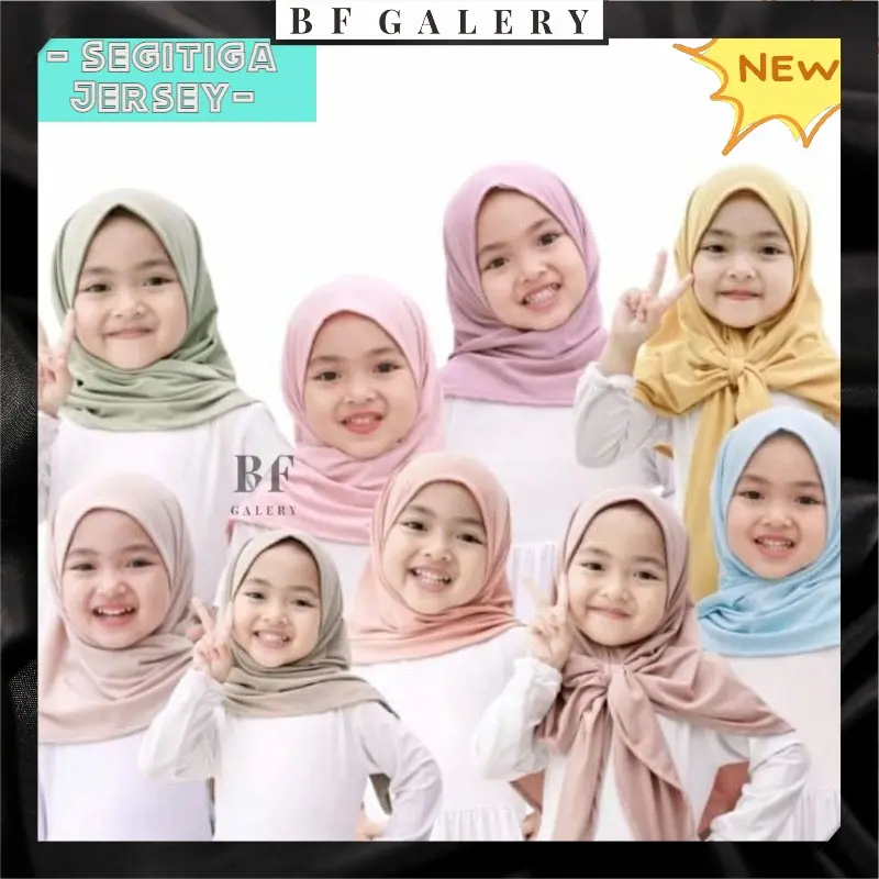 BFJ023 Hijab Anak Jersey Segitiga Instan Jilbab Maryam Bergo Anak Bahan Jersey Bahan Lembut Polos