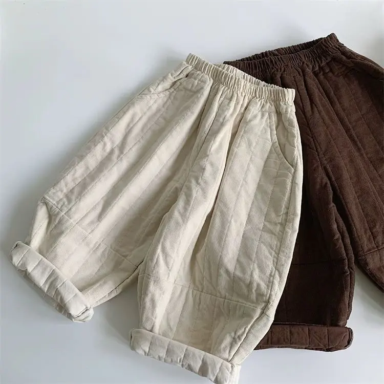 Quần Dài Áo Trẻ Em, Phong Cách Hàn Quốc Mùa Đông, Quần Độn Bông, Dành Cho Bé Trai Và Bé Gái, Dày Dặn, Dòng Sang Trọng, Quần Thường Ngày, Dễ Phối Đồ, Quần Dài
