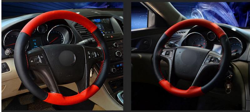 Product Introduction of Hand Shears Leather Steering Wheel Cover Leather Layer Handle Cover Non-Slip Breathable Car Supplies 14
