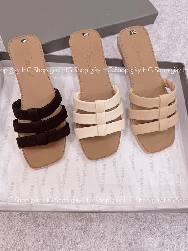 Giày dép HG picies dép 3 dây ngang nền da sáng đế cao su nhiệt dẻo 1