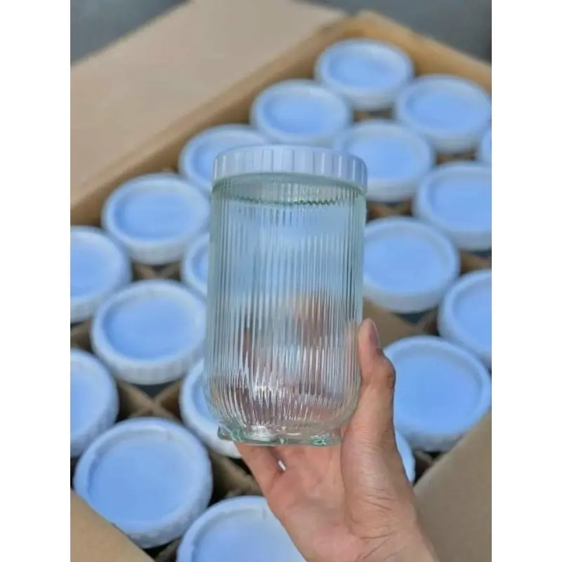 Hũ Gia Vị Thủy Tinh Vân Sọc 900ml Nắp Vặn Kín Khít Đựng Gia Vị Đựng Đồ Ăn 5