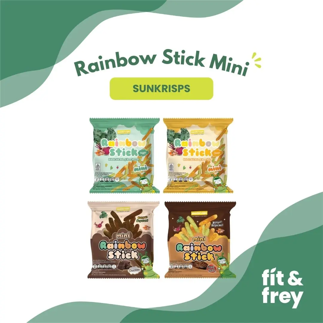 SUNKRISPS Mini Rainbow Stick 8g - Veggie / Cheese - Snack Biskuit Stik Pelangi Rasa Sayuran - Sunkrip Keju