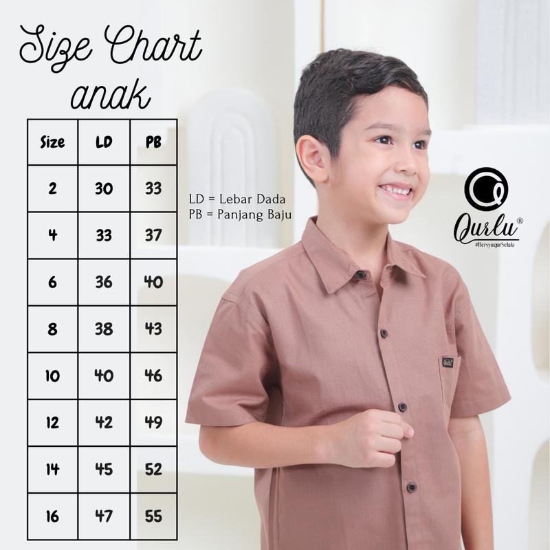 Qurlu - Kemeja KERAH FORMAL dewasa/anak warna DUSTY BROWN (bisa couple ayah dan anak) 2