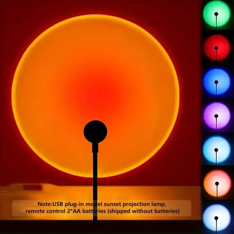 Portable Sunset Projector Light, USB Plug & Remote Control RGB Sunset Projector Lamp, Novelty Lighting for Home Bedroom Living Room Decor 3