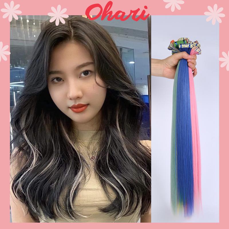 Tóc giả line dán làm từ sợi protein chịu nhiệt Tóc giả highlight nối dài tạo light tóc 60cm T17