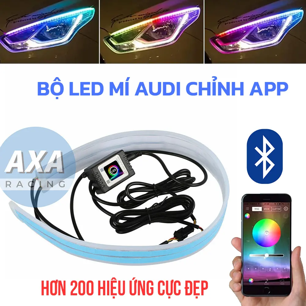 [CHỈNH APP] Bộ Led mí Audi chạy đuổi RGB đa màu chỉnh App - lắp xe máy, ô tô con DC12v - KHÔNG LẮP XE ĐIỆN