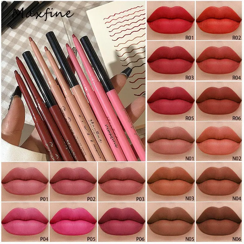 Matte Lipstick waterproof lip liner sexy nude brown red contoured tint long lasting lipstick cup non-stick lip liner makeup cosmetics Eyeliner lipliner