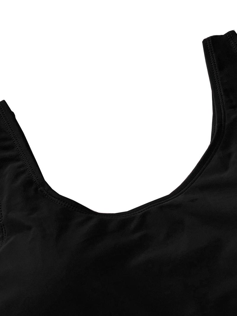 Product Introduction of Women's Skinny Sexy Solid Backless Tank One-piece Swimsuit, 2024 Beach Style Casual Scoop Neck Sleeveless High Cut Swimwear for Summer, Ladies Swimsuit for Beach Holiday Vacation 20
