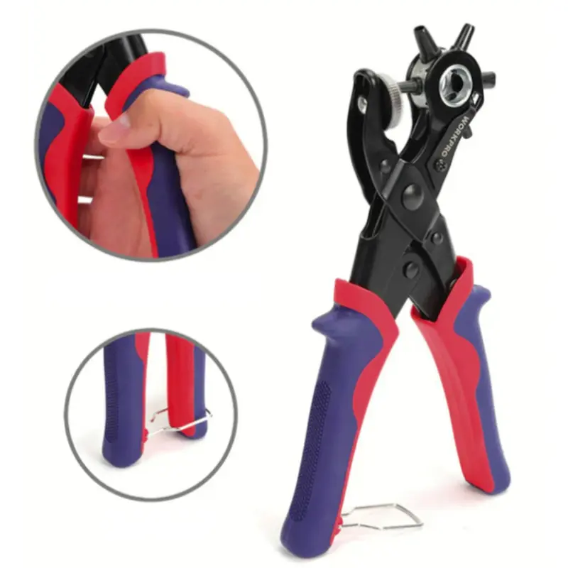 Kìm bấm lỗ đa năng 6 đầu Workpro, kềm kết hợp 3 chức năng (điện, cắt, nhọn) chất liệu thép cứng cáp, chịu lực tốt, tay cầm bọc nhựa có khóa an toàn 2