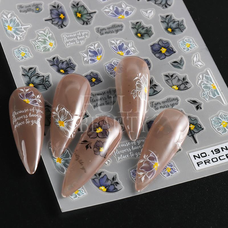 Product Introduction of Miếng Dán Móng Tay, Hoa Oải Hương Và Hoa Màu Tím, Thanh Trượt Bướm, Thiết Kế Hoa Cúc, Hình Học Và Hoa Tulip, Decal Can Chữ Cái, Để Đồ Trang Trí Móng Tay, GLNO 24